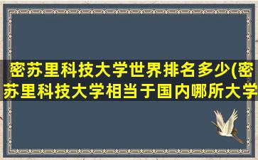 密苏里科技大学世界排名多少(密苏里科技大学相当于国内哪所大学)