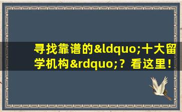 寻找靠谱的“十大留学机构”？看这里！