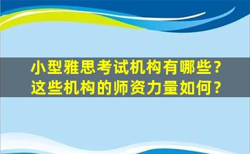 小型雅思考试机构有哪些？这些机构的师资力量如何？