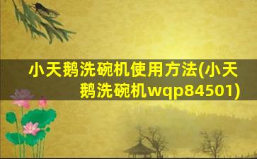 小天鹅洗碗机使用方法(小天鹅洗碗机wqp84501)