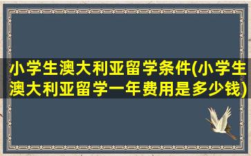 小学生澳大利亚留学条件(小学生澳大利亚留学一年费用是多少钱)