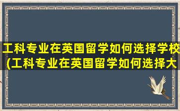 工科专业在英国留学如何选择学校(工科专业在英国留学如何选择大学)