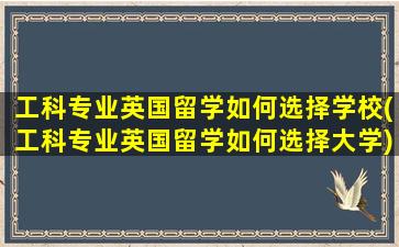 工科专业英国留学如何选择学校(工科专业英国留学如何选择大学)