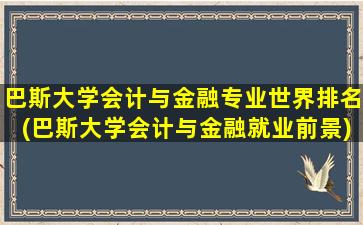 巴斯大学会计与金融专业世界排名(巴斯大学会计与金融就业前景)