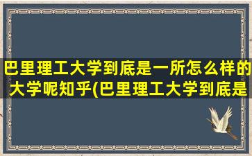 巴里理工大学到底是一所怎么样的大学呢知乎(巴里理工大学到底是一所怎么样的大学呢英语)