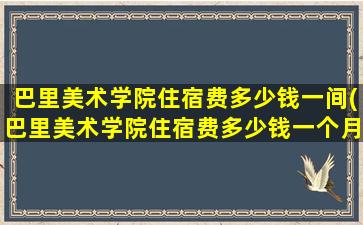 巴里美术学院住宿费多少钱一间(巴里美术学院住宿费多少钱一个月)