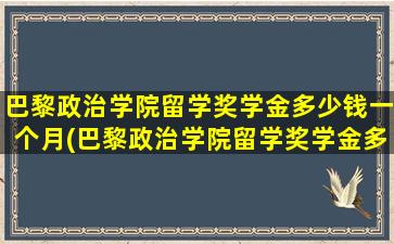 巴黎政治学院留学奖学金多少钱一个月(巴黎政治学院留学奖学金多少钱啊)