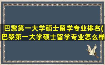 巴黎第一大学硕士留学专业排名(巴黎第一大学硕士留学专业怎么样)