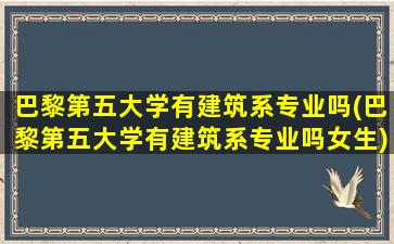 巴黎第五大学有建筑系专业吗(巴黎第五大学有建筑系专业吗女生)