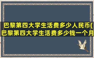 巴黎第四大学生活费多少人民币(巴黎第四大学生活费多少钱一个月)