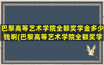 巴黎高等艺术学院全额奖学金多少钱啊(巴黎高等艺术学院全额奖学金多少钱一个月)