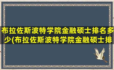 布拉佐斯波特学院金融硕士排名多少(布拉佐斯波特学院金融硕士排名怎么样)