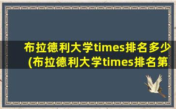 布拉德利大学times排名多少(布拉德利大学times排名第几位)