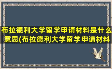 布拉德利大学留学申请材料是什么意思(布拉德利大学留学申请材料是什么)