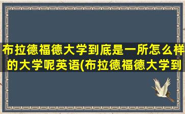 布拉德福德大学到底是一所怎么样的大学呢英语(布拉德福德大学到底是一所怎么样的大学呢英文)