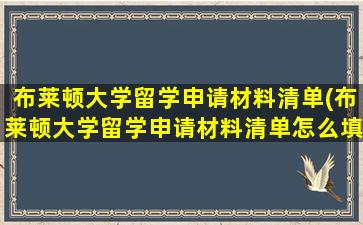 布莱顿大学留学申请材料清单(布莱顿大学留学申请材料清单怎么填)