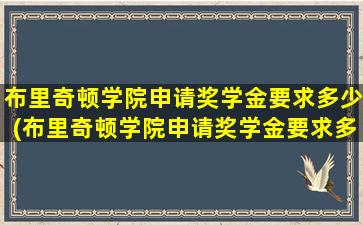 布里奇顿学院申请奖学金要求多少(布里奇顿学院申请奖学金要求多少钱)