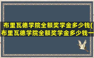 布里瓦德学院全额奖学金多少钱(布里瓦德学院全额奖学金多少钱一个月)