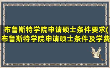 布鲁斯特学院申请硕士条件要求(布鲁斯特学院申请硕士条件及学费)