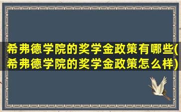 希弗德学院的奖学金政策有哪些(希弗德学院的奖学金政策怎么样)