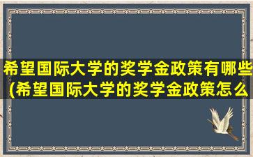 希望国际大学的奖学金政策有哪些(希望国际大学的奖学金政策怎么写)