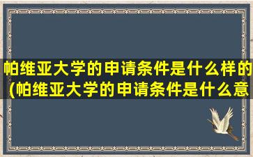 帕维亚大学的申请条件是什么样的(帕维亚大学的申请条件是什么意思)