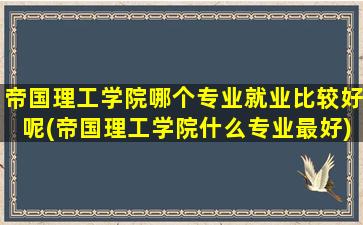 帝国理工学院哪个专业就业比较好呢(帝国理工学院什么专业最好)