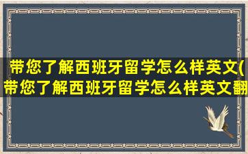 带您了解西班牙留学怎么样英文(带您了解西班牙留学怎么样英文翻译)