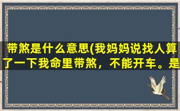 带煞是什么意思(我妈妈说找人算了一下我命里带煞，不能开车。是什么意思)