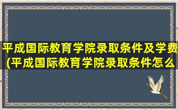 平成国际教育学院录取条件及学费(平成国际教育学院录取条件怎么样)