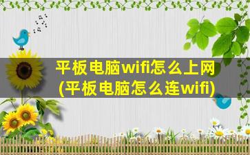 平板电脑wifi怎么上网(平板电脑怎么连wifi)