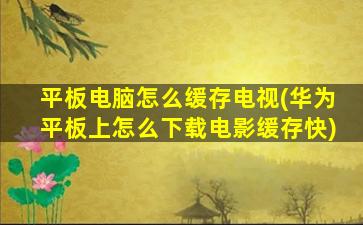 平板电脑怎么缓存电视(华为平板上怎么下载电影缓存快)