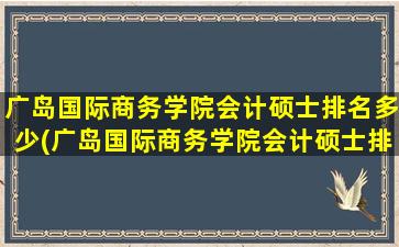 广岛国际商务学院会计硕士排名多少(广岛国际商务学院会计硕士排名)