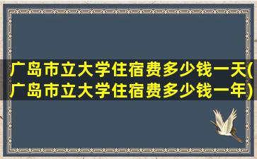 广岛市立大学住宿费多少钱一天(广岛市立大学住宿费多少钱一年)