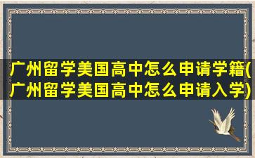 广州留学美国高中怎么申请学籍(广州留学美国高中怎么申请入学)