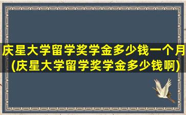 庆星大学留学奖学金多少钱一个月(庆星大学留学奖学金多少钱啊)