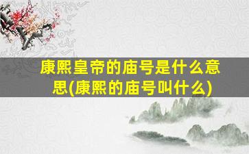 康熙皇帝的庙号是什么意思(康熙的庙号叫什么)