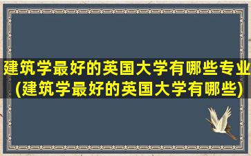 建筑学最好的英国大学有哪些专业(建筑学最好的英国大学有哪些)