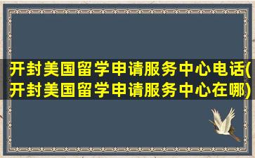 开封美国留学申请服务中心电话(开封美国留学申请服务中心在哪)