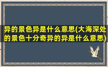 异的景色异是什么意思(大海深处的景色十分奇异的异是什么意思)