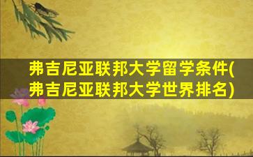 弗吉尼亚联邦大学留学条件(弗吉尼亚联邦大学世界排名)