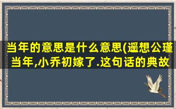 当年的意思是什么意思(遥想公瑾当年,小乔初嫁了.这句话的典故出自哪什么意思)