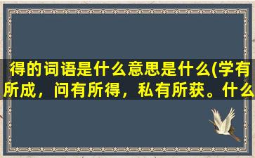 得的词语是什么意思是什么(学有所成，问有所得，私有所获。什么意思呢)