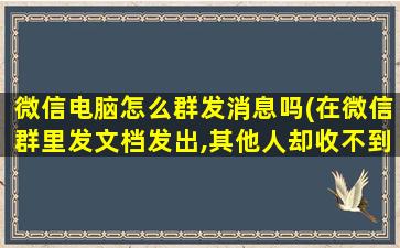 微信电脑怎么群发消息吗(在微信群里发文档发出,其他人却收不到是为什么，字少却收的到)