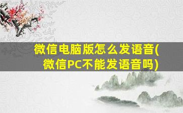 微信电脑版怎么发语音(微信PC不能发语音吗)