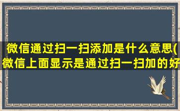 微信通过扫一扫添加是什么意思(微信上面显示是通过扫一扫加的好友是怎么回事)