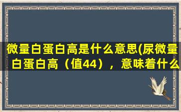 微量白蛋白高是什么意思(尿微量白蛋白高（值44），意味着什么)