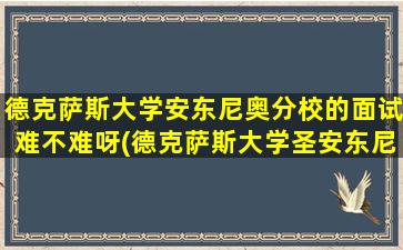 德克萨斯大学安东尼奥分校的面试难不难呀(德克萨斯大学圣安东尼奥分校)