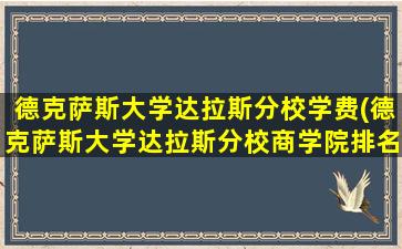 德克萨斯大学达拉斯分校学费(德克萨斯大学达拉斯分校商学院排名)