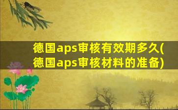 德国aps审核有效期多久(德国aps审核材料的准备)